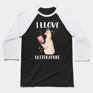 I Llove Literature Cute Llama Baseball T-Shirt